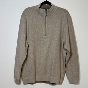 Tommy Bahama Flip Side Half Zip Pullover Reversible Tan Large Cotton NWT